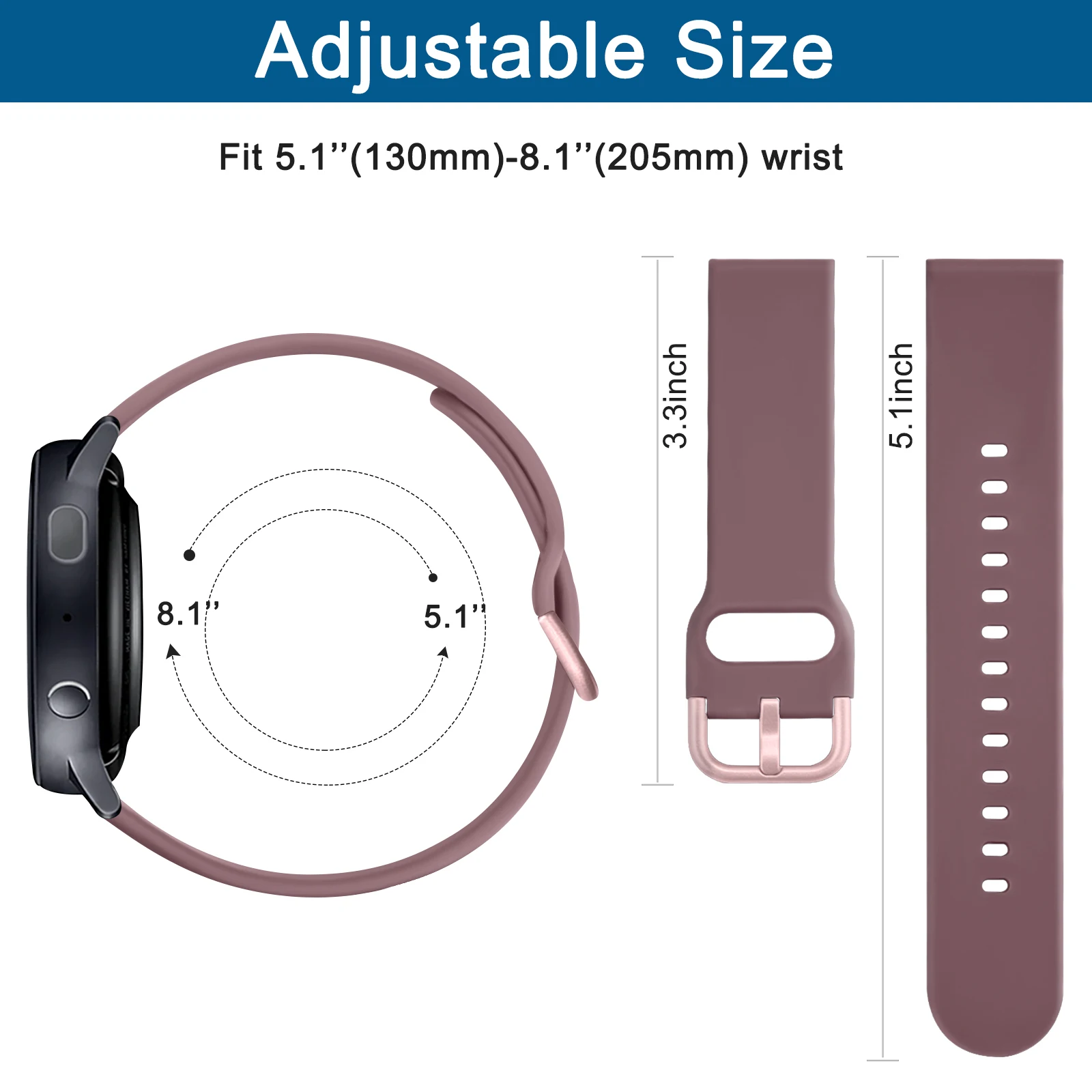 Correa de silicona de 20mm para Samsung Galaxy Watch 6/5/4/Active 2/5 Pro, 45mm, 40mm, 44mm/Watch 6 4 Classic/Watch 3, 41mm