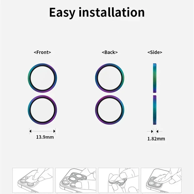ตัวป้องกันกล้องโลหะสำหรับโทรศัพท์ Nothing 2วงแหวนเลนส์อัลลอย + ฝาครอบเลนส์หลังกระจกนิรภัยบนโทรศัพท์ (2) (1) ฟิล์ม