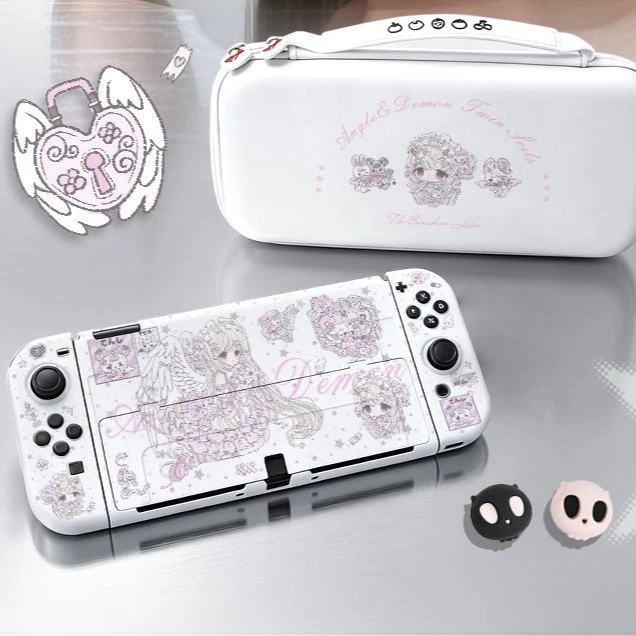 Lolita Style Case for Nintendo Switch 2 OLED NS Consoles Full-Coverage Shock-Resistant Joy-Con Controller Shell NS2 Storage Bag
