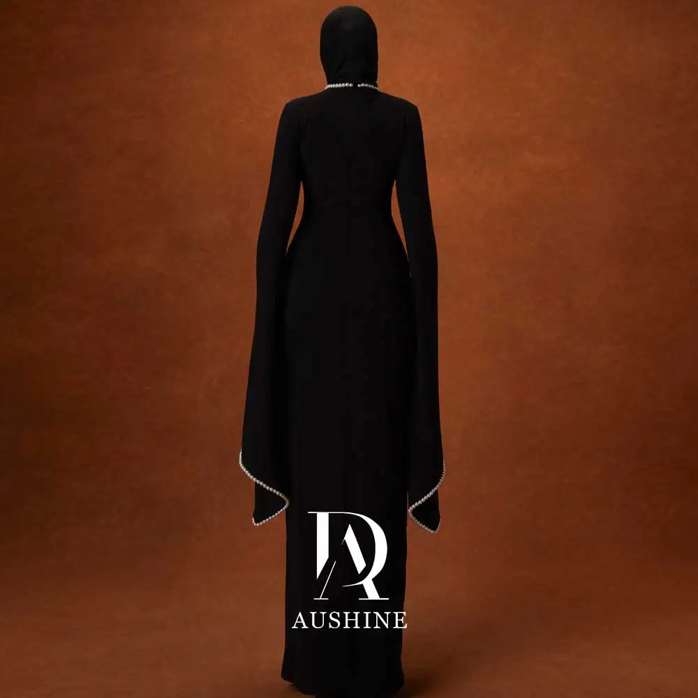 Aushine Dress lunghezza del pavimento abito da sera di compleanno di lusso maniche lunghe abiti da festa di nozze eleganti estivi per le donne arabe 2024