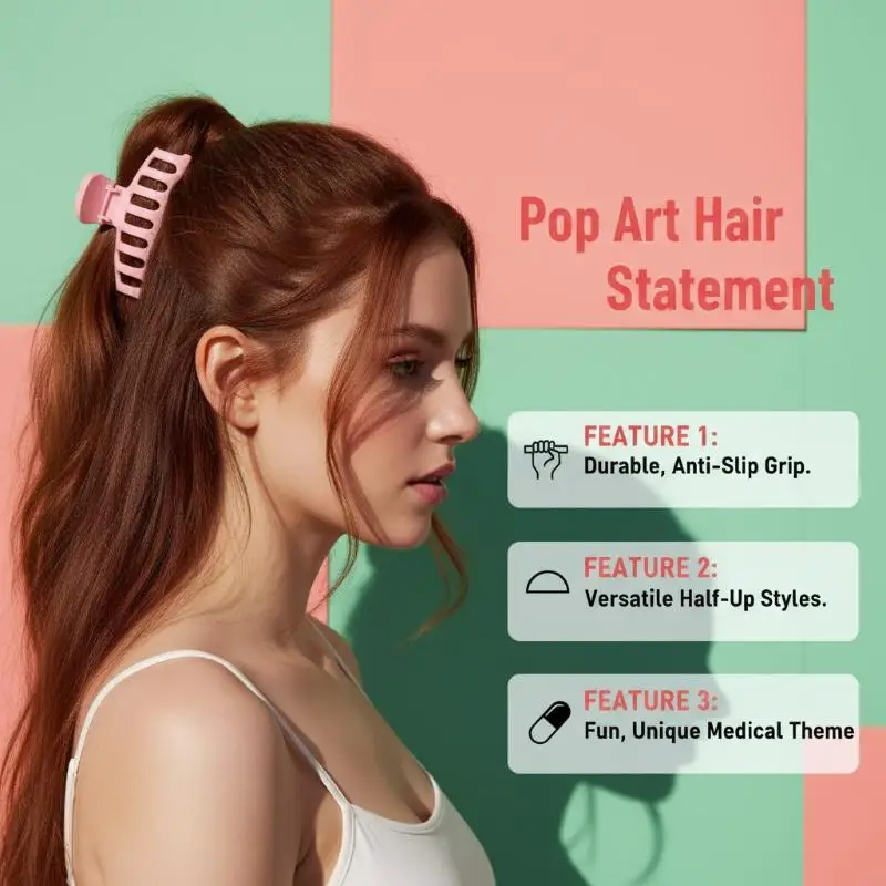 

Pill Heart Series Hair Claw Clip Non-Slip Strong Hold Hair Grip For Women Girls Daily Party Hairstyle Accessories