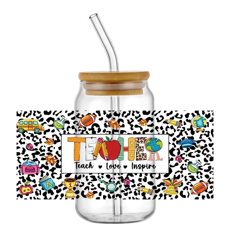 Teacher Life Designs 16oz UV DTF Cup Wraps Teacher Back To School Printed For DIY Glass Ceramic