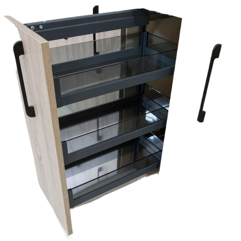 املأ سلة سحب ذات سعة كبيرة بجوار الثلاجة، وتخزين سلة السحب المثبتة على الجانب في الطبقات المتعددة