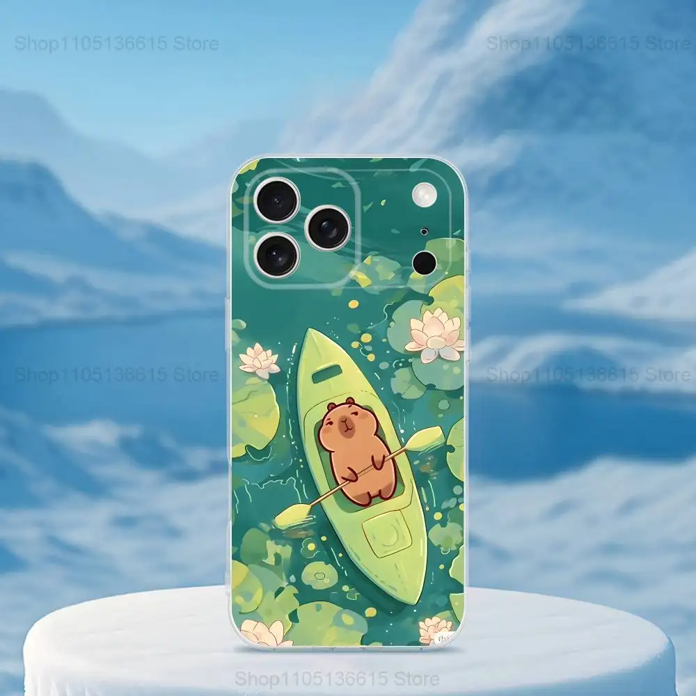 Funda de teléfono con pintura de capibara para iPhone 16,15,14,13,12,11,17 Pro,Max,Plus,X,XS,XR,SE,Mini cubierta suave transparente