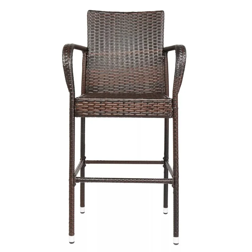 2PC buitenbarkrukken rotan barkruk rieten stoelen terrashoogte stoel met armen