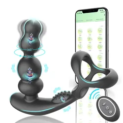 Vibrador con tapón Anal para hombres, Juguetes sexuales, masajeador de próstata, estimulación rotacional de 360 grados, tapón Anal con anillo para el pene