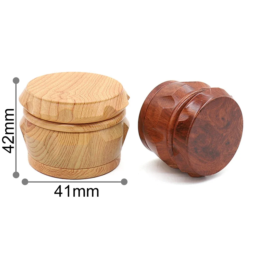 4-Layer Resin Wooden Tobacco Grinder 40mm Drum Type Herb Grinder Magnetic Lid Metal Filter Manual Smoke Crusher Smoking Tools