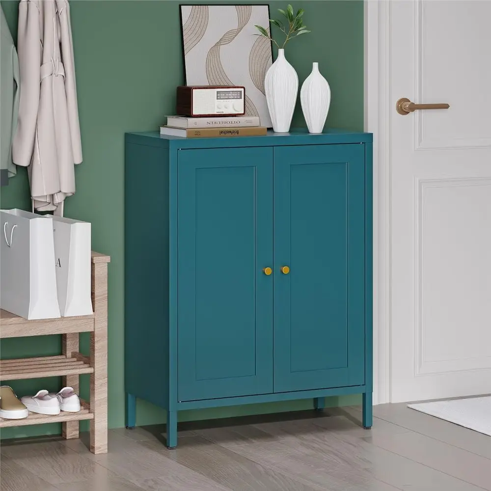 

Bathroom loor Cabinet,Metal Storage Cabinet,reestanding Sideboard with 2 Do& 2 Adjustable Shelves,ern Metal Storage Locker or Ba