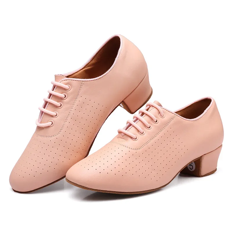 Sapatos de dança de couro de fundo macio para mulheres, interior, moderno, jazz, latino, respirável, feminino, dançando, fitness, esporte