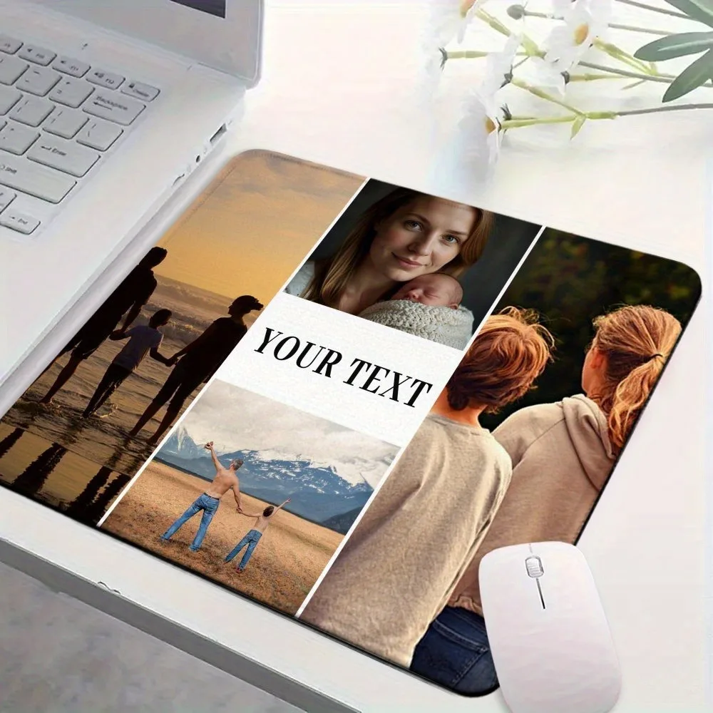 Customizable Photo Text Mouse Pad, Personalized Multi Picture Collage Desk Mat, Thick Anti-Slip Rubber Base For Laptop Keyboard
