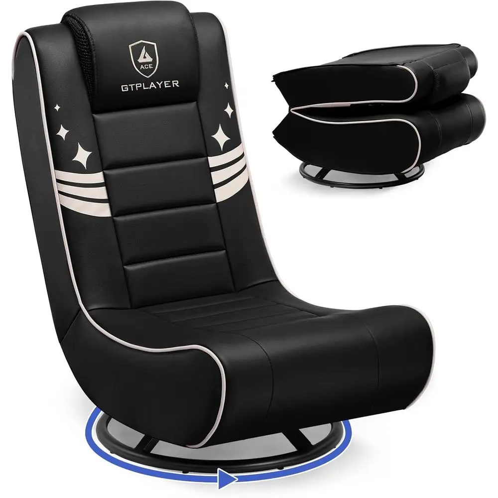 

Swivel Gaming Chair for Kids and Gamers: Comfortable 360° Video Game Seat for Bedrooms and Game Rooms (Gold)