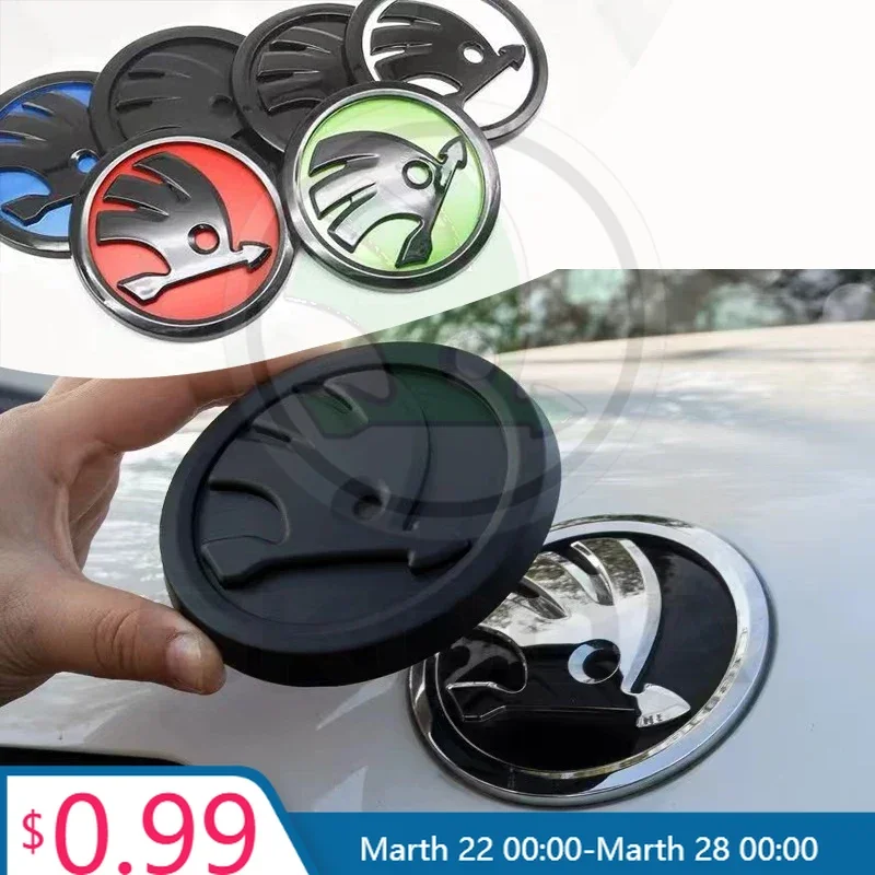 

2026 Hot Car Sticker 2025 New 80/90MM Car Hood Front Rear Trunk Emblem Badge Replacement For Skoda S Skoda Kodiaq Fabia Kamiq Ka