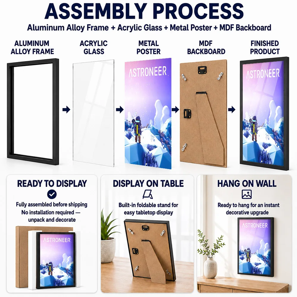Astroneer Game Metal Poster With Aluminum Alloy Frame Customized Comic Style Wall Art For Games Room, Gaming Enthusiast Gift