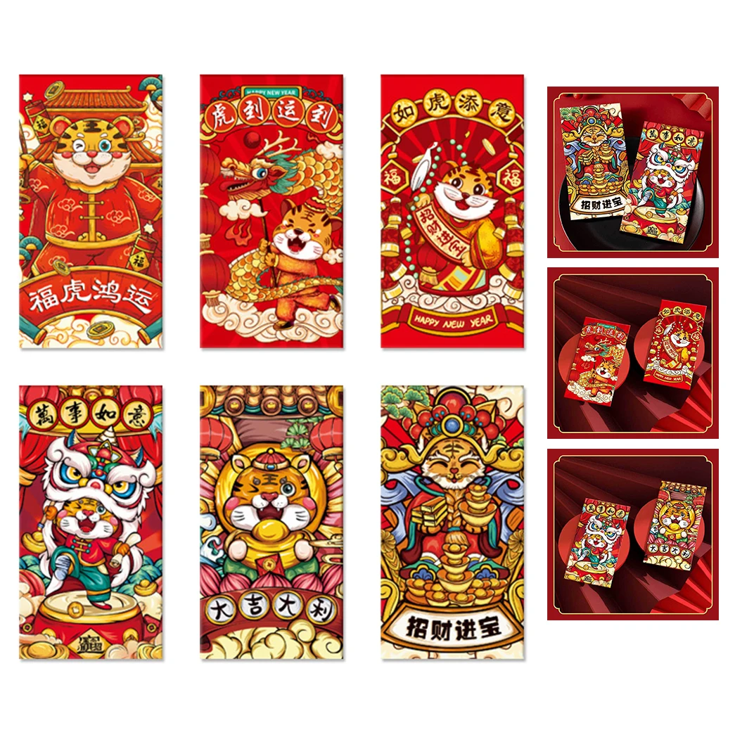 

Chinese New Year Red Envelopes 2022 Zodiac Tiger Year Hong Bao Cartoon Lucky Money Packets For Spring Festival