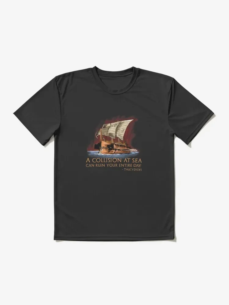 Thucydides-Camiseta griega antigua para hombre, historia trirema de Grecia, corta, informal, 100% de algodón, ropa de verano con cuello redondo