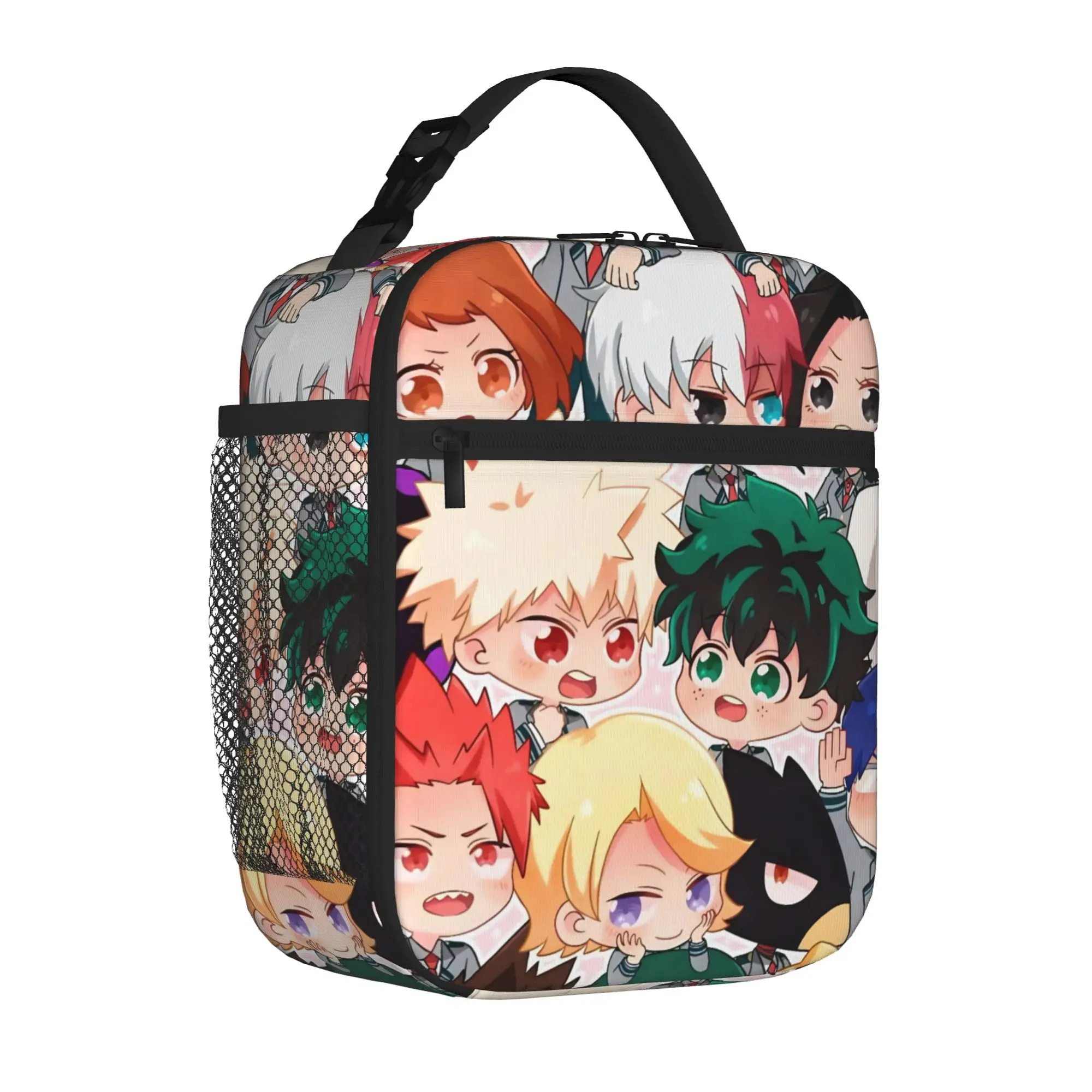 My H-Hero A-Academia Anime Thermal Insulated Lunch Bags for Office Portable Food Bag Container Thermal Cooler Food Box
