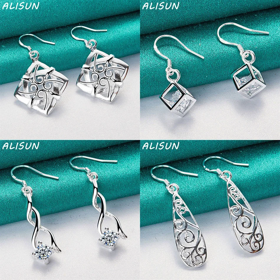 

ALISUN 925 Sterling Silver Geometric Drop Earrings For Women Anniversary Gift Popular Wild Fashion Romantic Jewelry