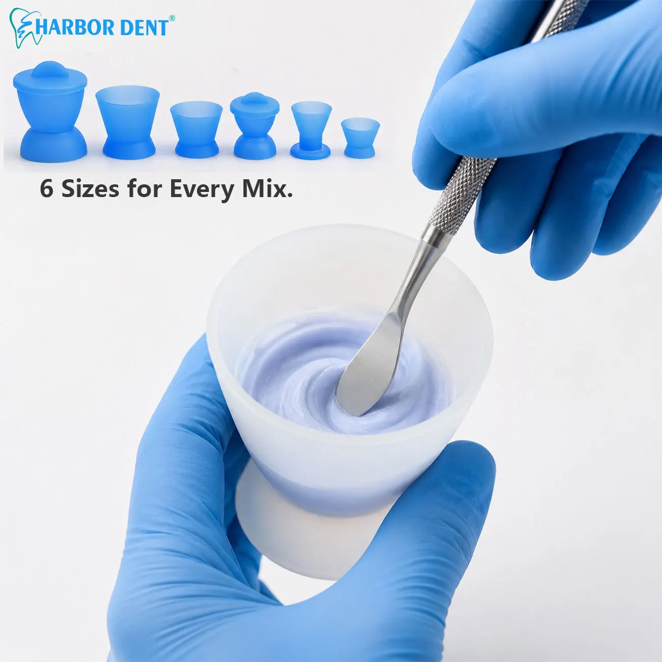 1 set Dental Lab Silicone Mixing Bowl Cup Dentist Impression Tools Dentist Material Blue/White 6Size