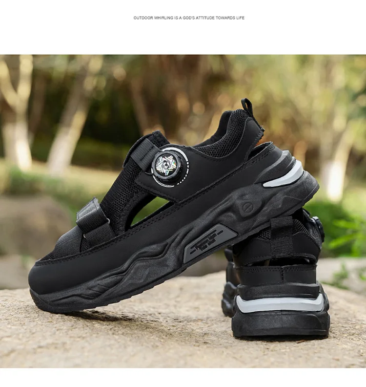 2026 Summer Luxury Sandals Men's Breathable Hole casual Shoe Trendy Outerwear Sport thick soled Beach sport slipper mesh sneaker