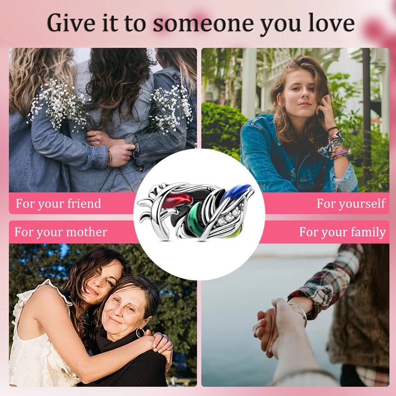 حالمة الملونة ريشة الخرز 925 فضة الخرز الأصلي صالح الأصلي 925 سحر خرز سوار مجوهرات هدايا للنساء