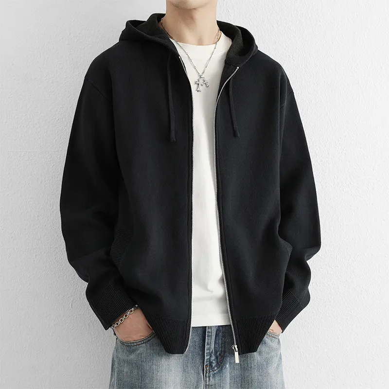 

Мужская толстовка-кардиган на молнии из плотного хлопка, весна-осень, свободный крой, повседневная, модная