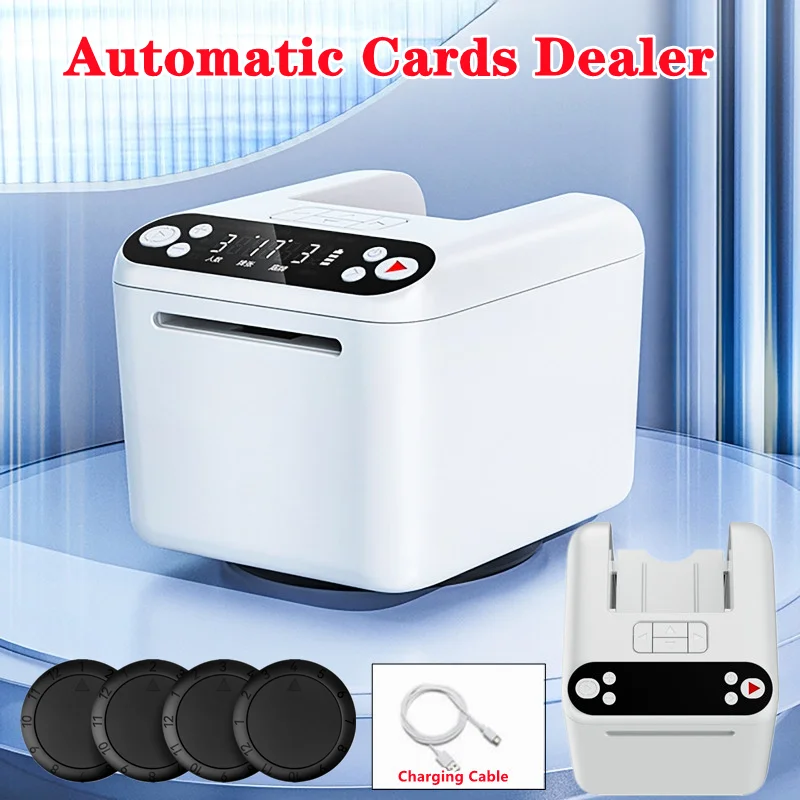 

Automatic Card Dealer OLED Display Random Card Dealer Electric Card Dealer For Outdoor Camping, Birthday Parties White & Black