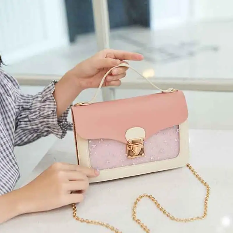 

Summer Bag Lid Lock Snap Phone Small Square Bag Korean Sequin Star Print One Shoulder Phone Bag Crossbody Bag Handbags
