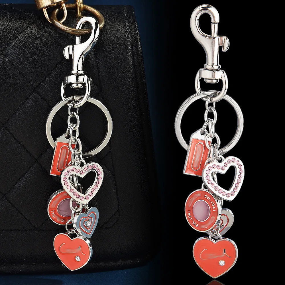 

Flower leather keychains, green heart strings, bag buckles, pendants, couple metal car keychains