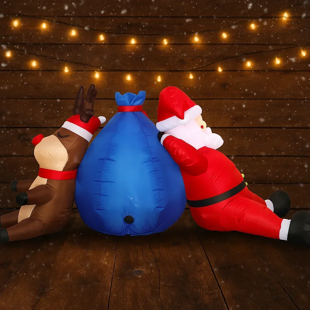 7.8FT Gonfiabile Giocattolo Di Natale Regali Di Natale Decorazioni Babbo Natale Renna Decorazione Di Natale Decorazione Da Cortile Sacchetto Regalo LED Ornamento Per La Casa