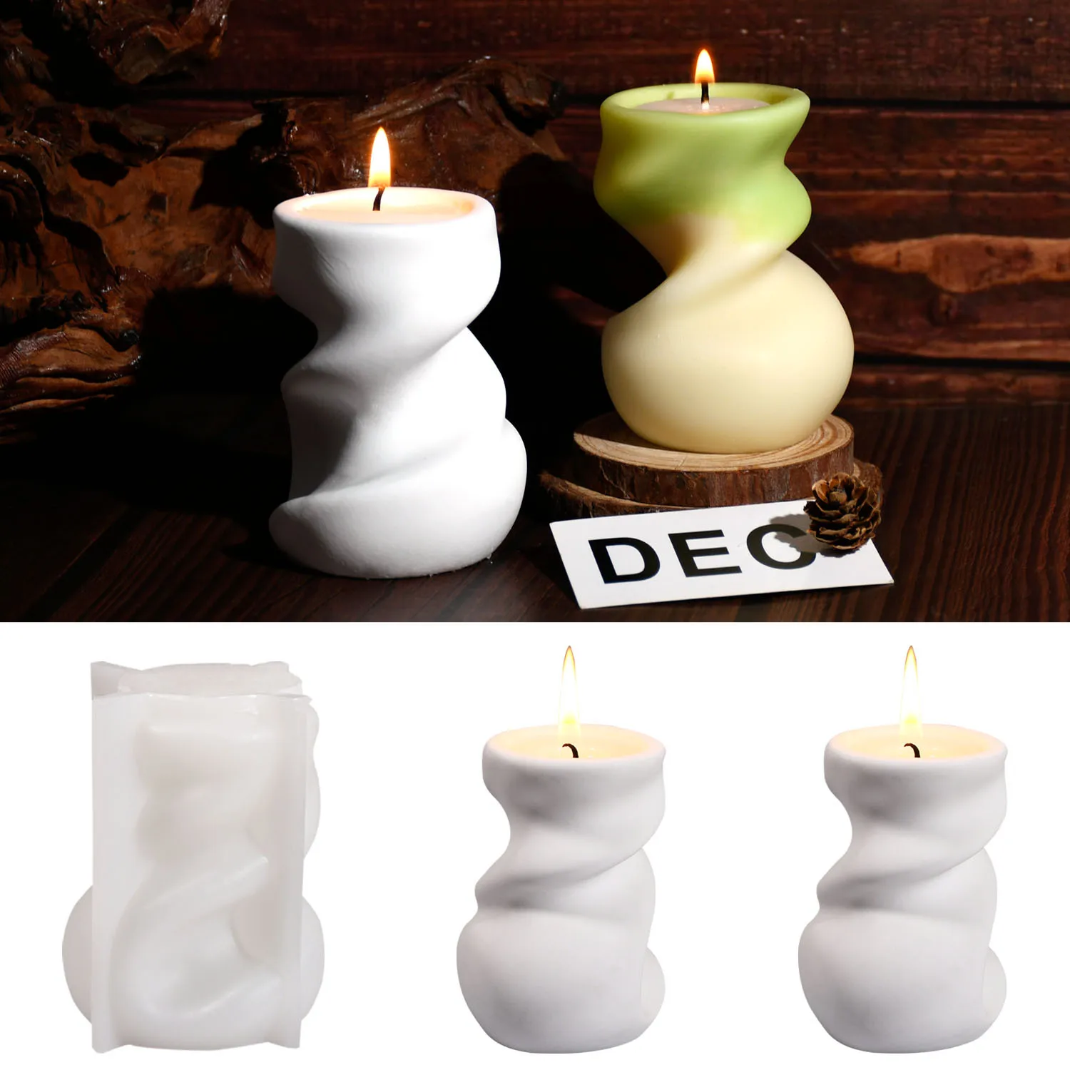 

DIY Irregular Rotating Candlestick Flower Pot Silicone Mold Creative Vase Container Gypsum Ornament Decoration Molds