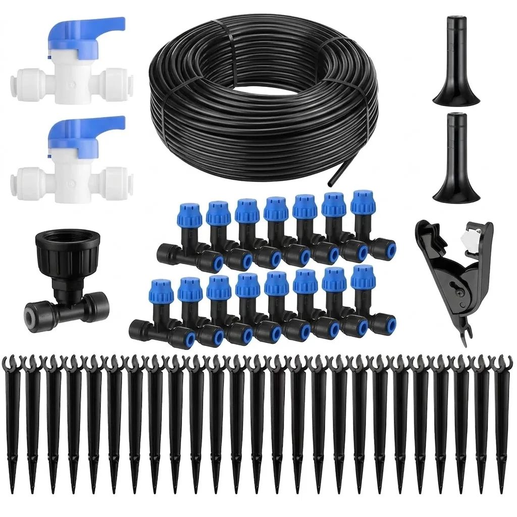 18M 59ft 1/4 Inch Blank Garden Watering System Quick Connector Vegetable Greenhouse Mist Drip Irrigation Kit With Tubing Plant