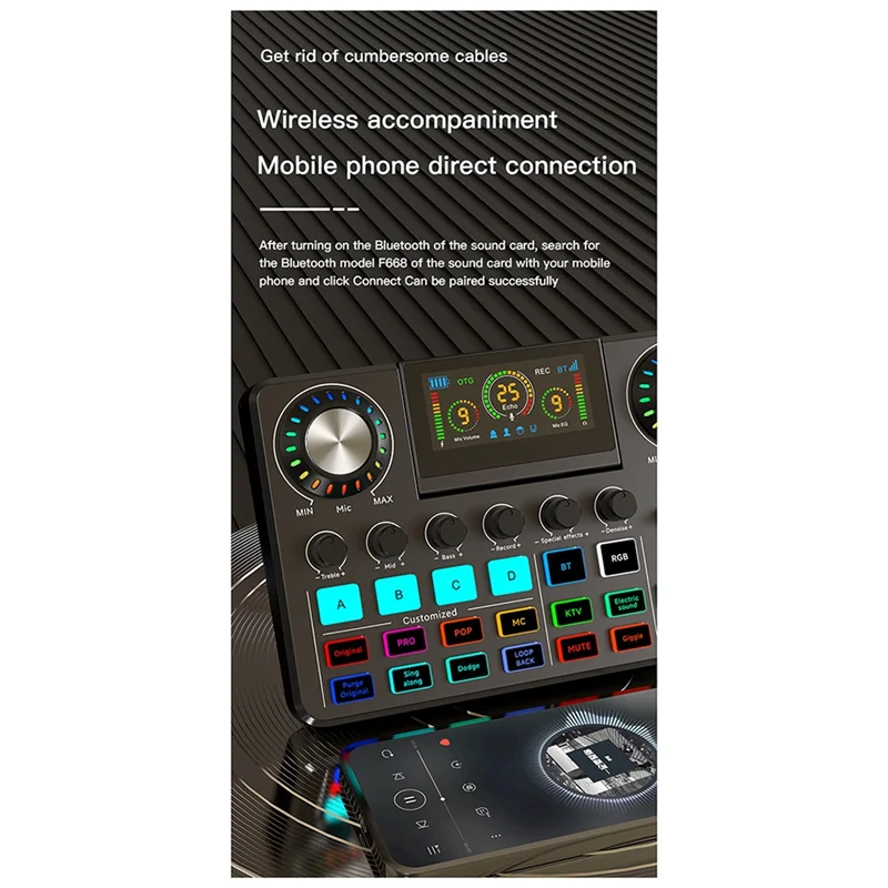 

AS98-F668 Electronic Tone Sound Card F668 Live Sound Card Sound Card For Live Streaming Recording