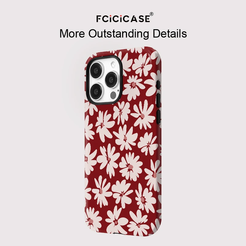 Magnetische weiche Gummi-Rahmenhülle für iPhone 11, 12 Pro 13, 14 Plus, 15 16 Pro Max, modisches Blumenmuster, doppellagige Rückseite