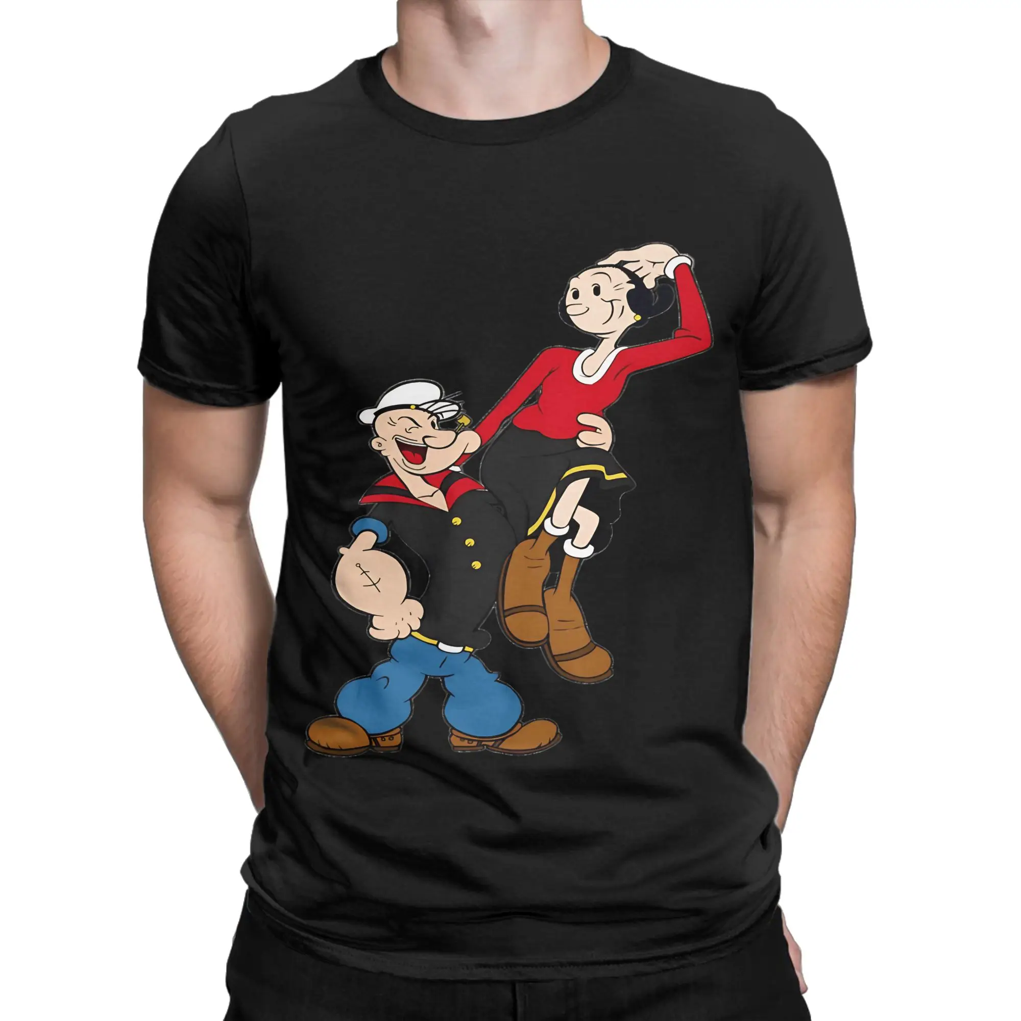 pPopeye and olive oyl Classic Funny 100% Cotton T-Shirt pPopeye Tees Tops For Men