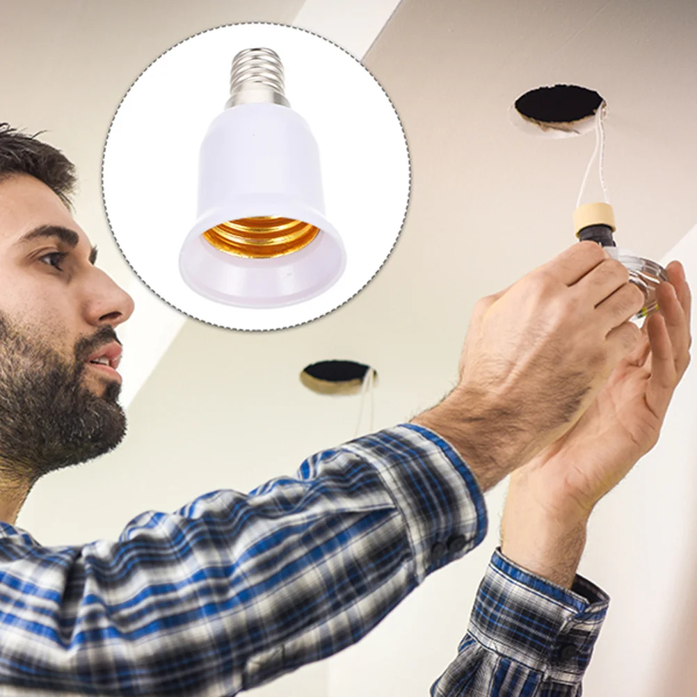 

4Pcs E14 to E27 Light Socket Adapter - Bulb Holder Base Converter for Safe Conductivity in Home Office Commercial Lighting