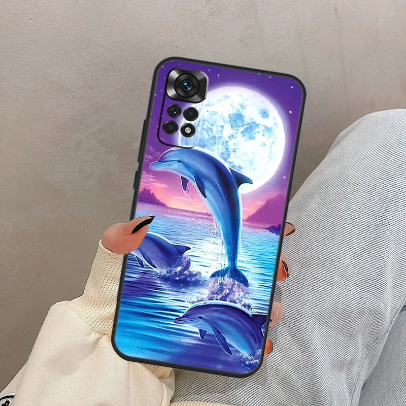 Custodia delfino per Xiaomi Redmi Note 12 11 8 9 10 Pro 11S 10S 9S Redmi 12C 10C 9A 9C 9T Cover posteriore