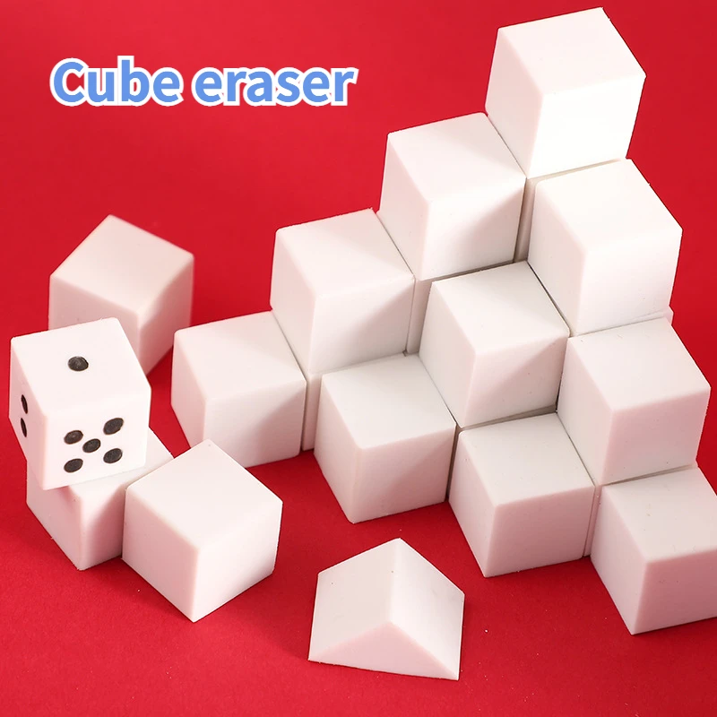 10PCS Cube Rubber Erasers Correction Tool Student Exam Mathematical Three View Auxiliary Tools School Office Supplies Stationery