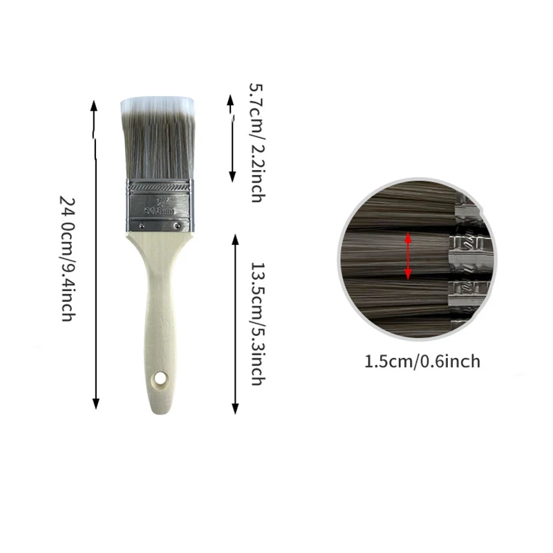 5-teiliges Pinselset, weiße, kaffeefarbene Farbe, langstielige, abgeschrägte, kuntspezifische Nylonpinsel für Grill- und Meeresgebrauch – Detail 2