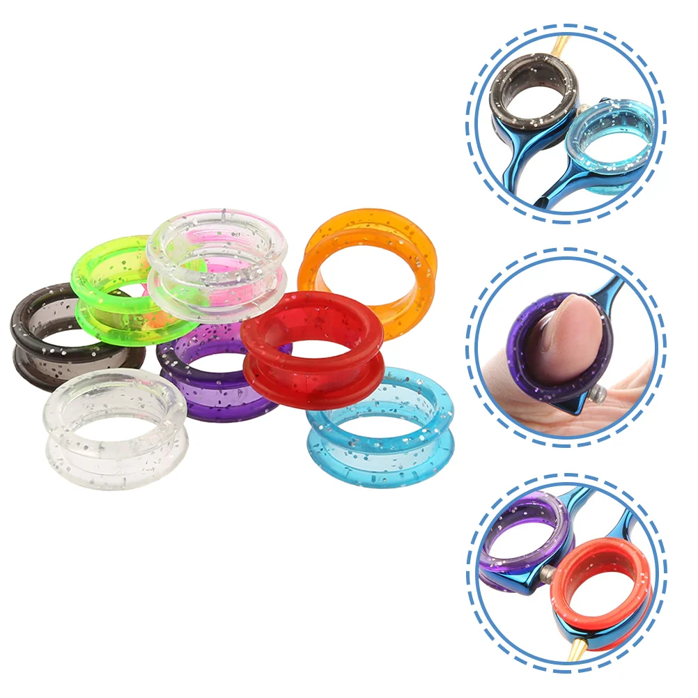 16 Pcs Hair Cutting Finger Protector Scissors Ring Hairdressing Accessories Silicone Rings for Sissors