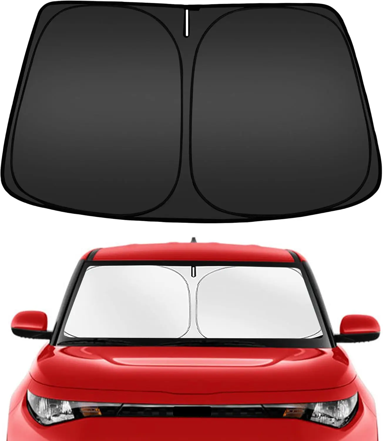 

Custom Fit Windshield Sun Shade for Kia Soul 2020-2026, Foldable Front Sunshade Blocks UV Rays