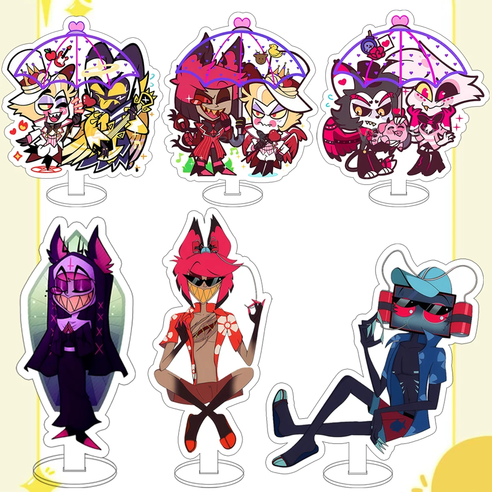Für Hazbin Hotel Vaggie Alastor Lucifer Morningstar 10 cm Acrylständer senden Freunde Cartoon niedliche Desktop-Ornament