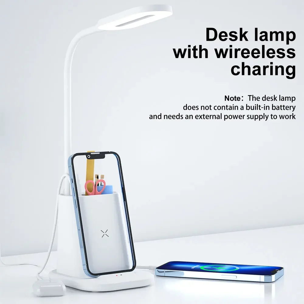 3 In 1 Wireless Charger Stand LED Desk Table Reading Lamp Night Light For Study PD USB Fast Charging Station for iPhone Samsung