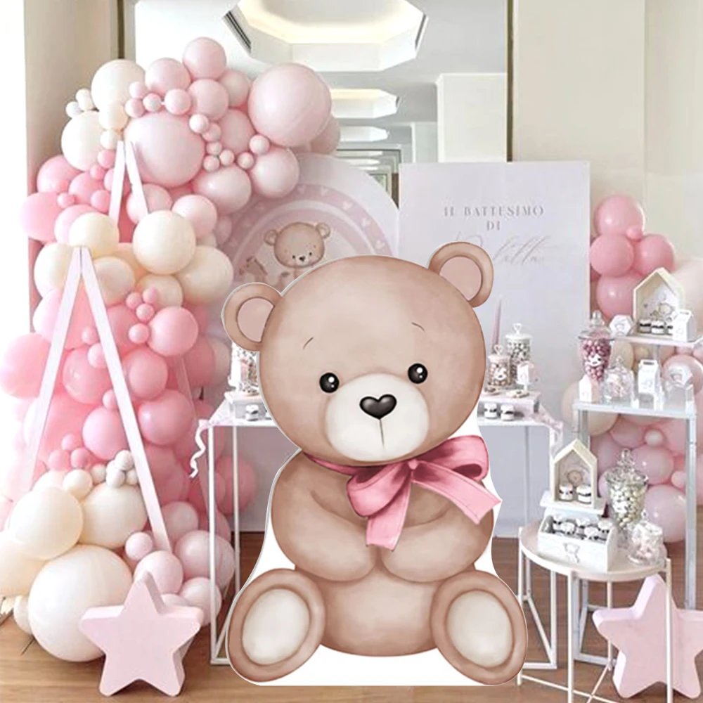 45-120cm Teddy Bear Cutouts Pink Bear for Girls Birthday Baby Shower Wedding Party Backdrop Decor Supplies Welcome Baby Props