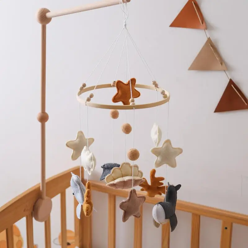 Baby Mobile For Crib Baby Bed Ornament Cartoon Toys Hangable Marine Animal Decoration For Bassinet Nursery Bed Bell Boys Girls