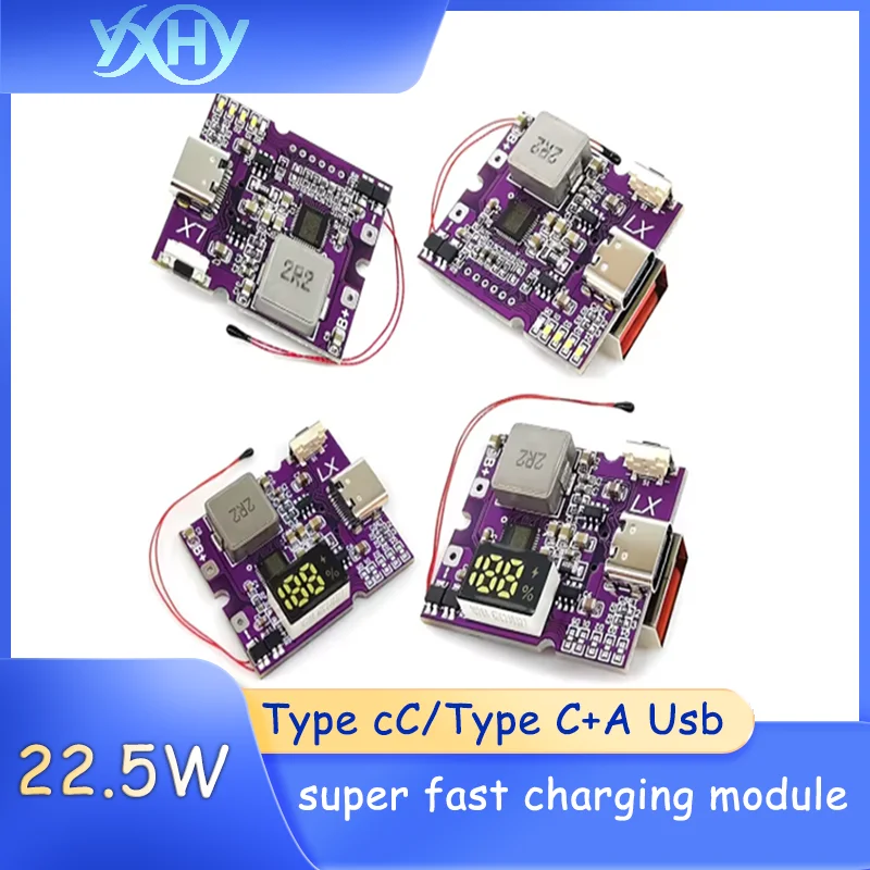 

1pcs PD/QC All Protocol Super Fast Charge 22.5W Power Bank Two-Way Fast Charge Mobile Power Supply Module Circuit Board DIY
