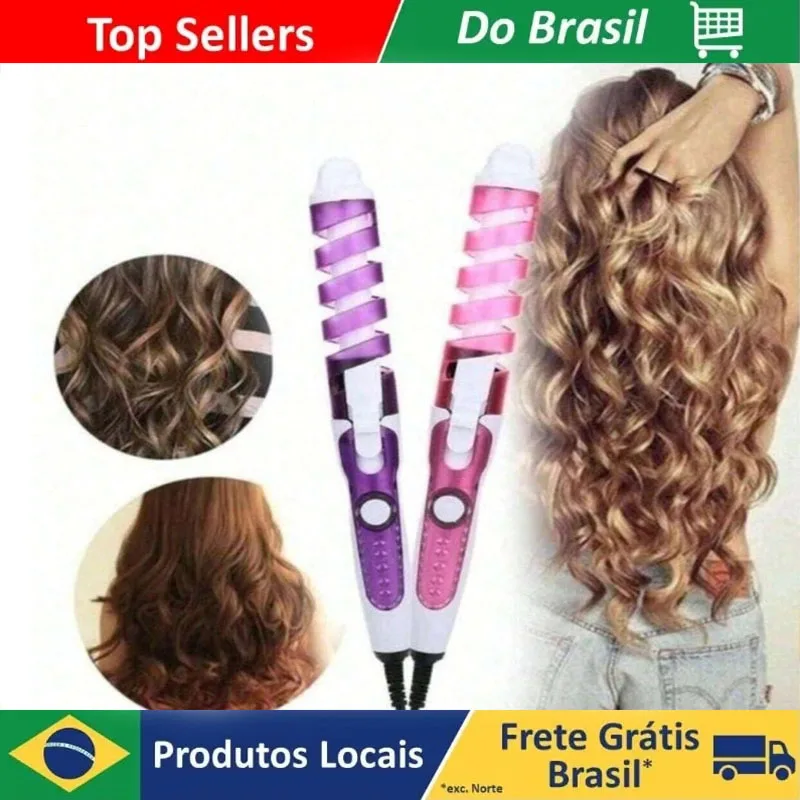 Modelador de Cabelo Profissional, Ferro de Ondular Mágico em Espiral, Aquecimento Rápido, Varinha de Ondulação Elétrica