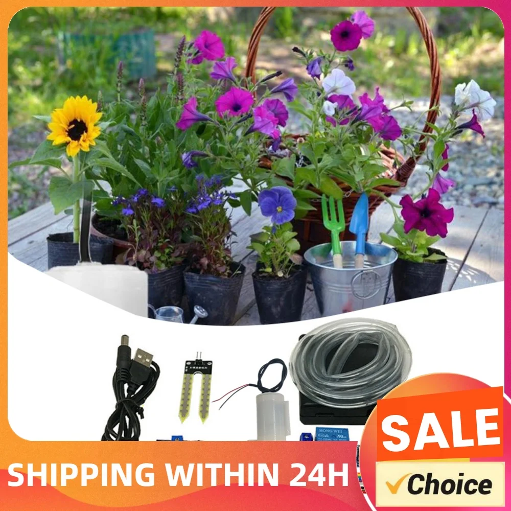 Automatic Irrigation Module DIY Kit Soil Moisture Detection Set Relay Module Mini Water Pump 50cm Hose for Arduino