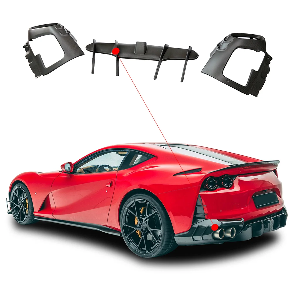 

MSY Style 3K матовый сухой задний диффузор из углеродного волокна для Ferrari 812 Superfast 2017-up автомобильный бампер, угловой разветвитель, аксессуары