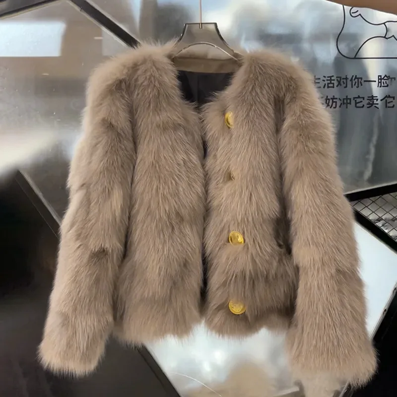 

Korean Fashion Fur Coat Women's Short Thick Stylish Top Versatile Autumn Winter Fashion Furry Women's Wear Trendy