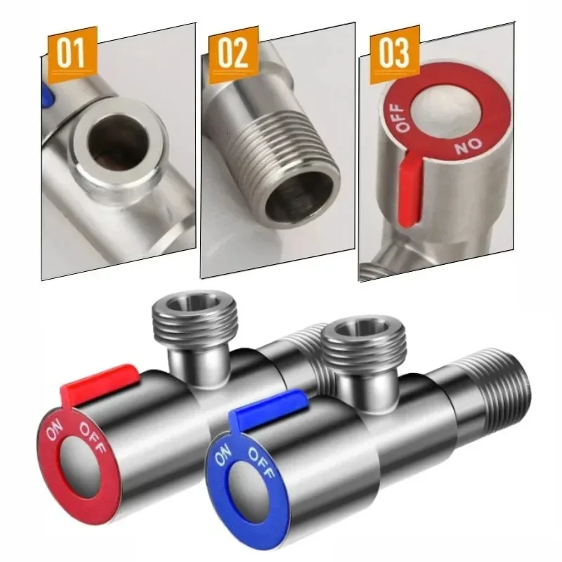 الفولاذ المقاوم للصدأ الساخن الباردة صمام مدخل المرحاض ملء صمامات زاوية بالوعة حوض سخان المياه صنبور للمطبخ اكسسوارات الحمام